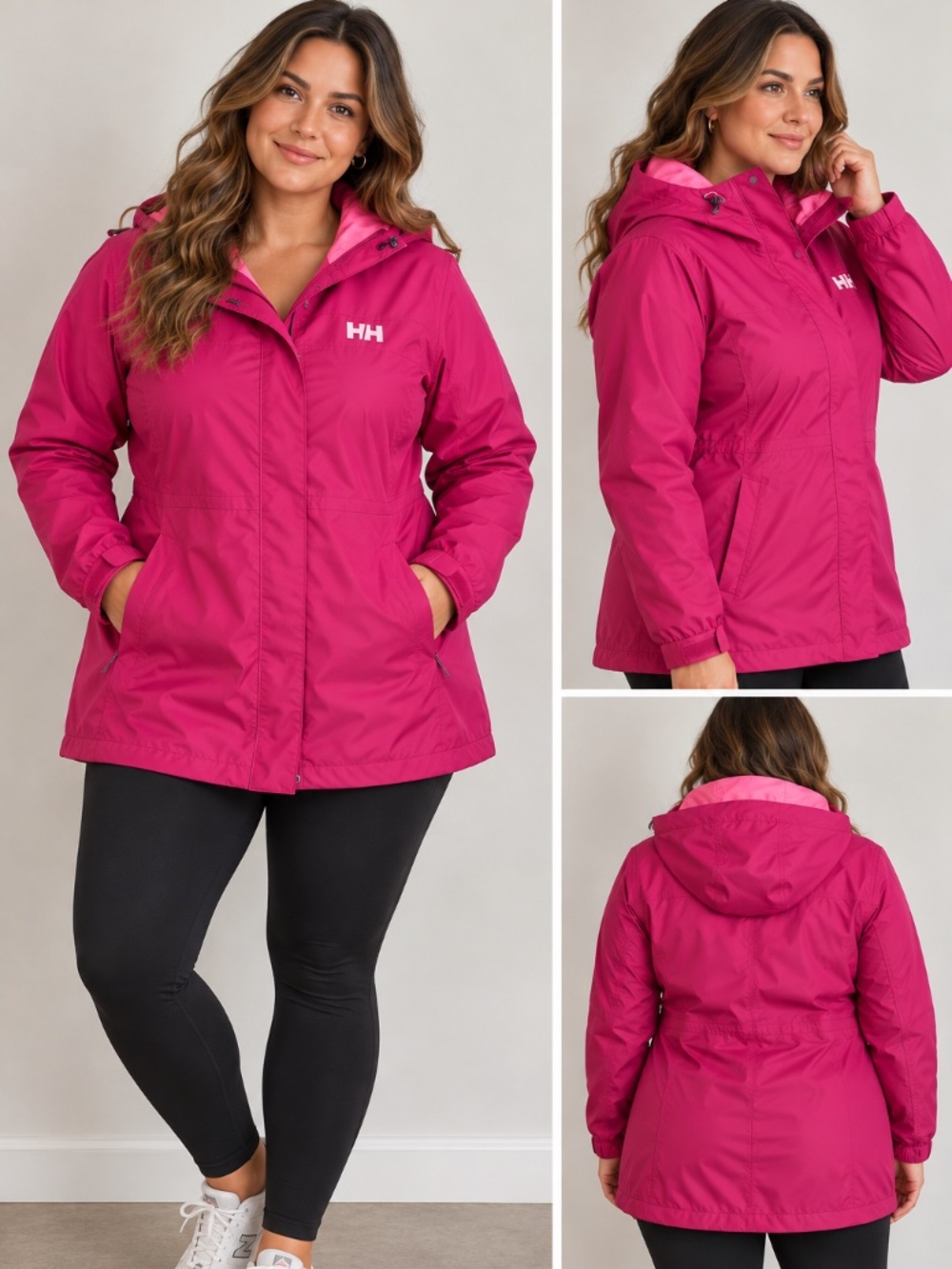 Long Helly Hansen Women’s Seven J Waterproof Rain Jacket – Pink – XL